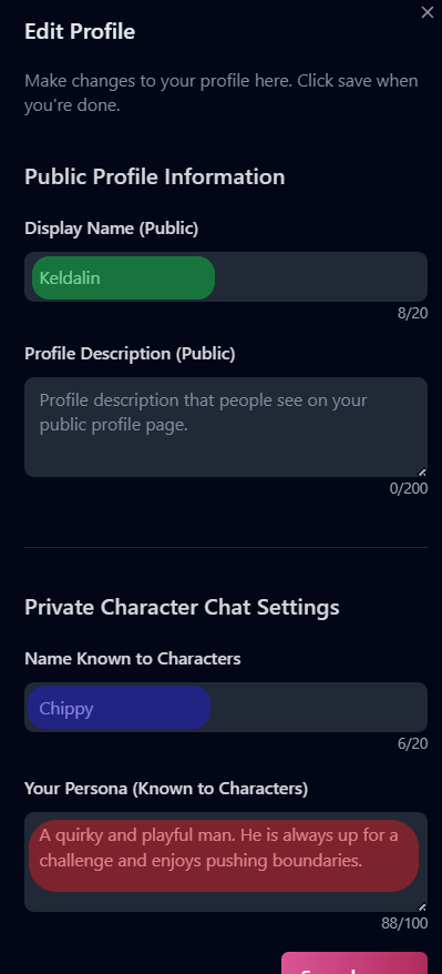 Edit Profile inputs